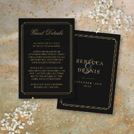 Carte D'accompagnement Détails sur le Mariage Black And Gold Deco