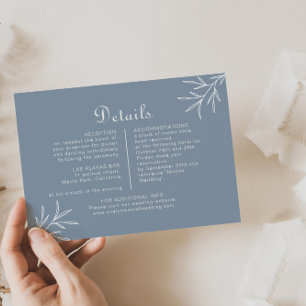 Carte D'accompagnement Détails sur le Mariage bleu poussiéreux minimal
