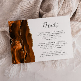 Carte D'accompagnement Détails sur le Mariage d'Agate Or Orange Burnt