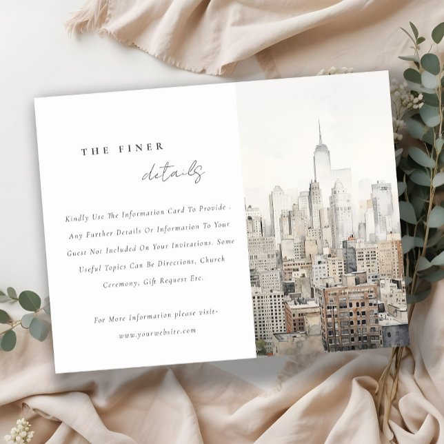 Carte D'accompagnement Détails sur le Mariage d'aquarelle New York City S (Créateur téléchargé)