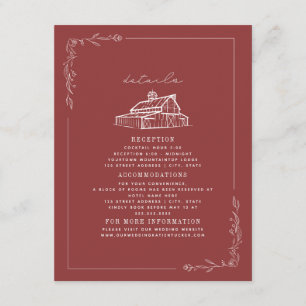 Carte D'accompagnement Détails sur le Mariage de automne rouge roux routé