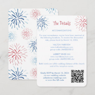 Carte D'accompagnement Détails sur le Mariage de code QR rouge blanc bleu