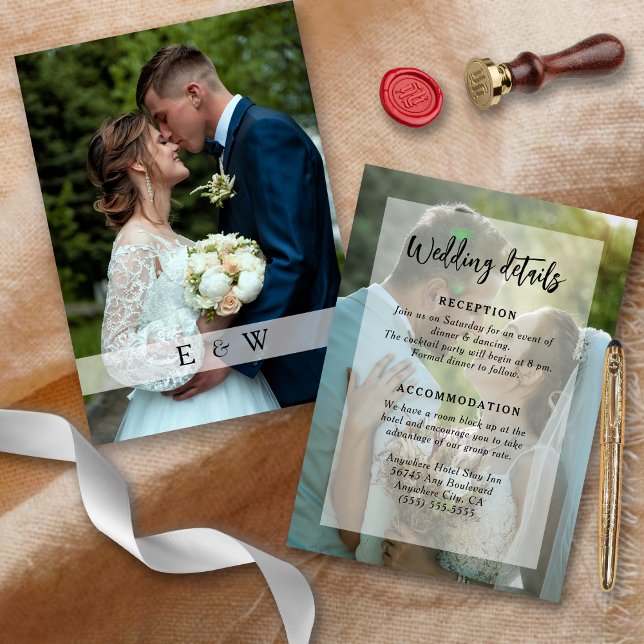 Carte D'accompagnement Détails sur le Mariage de script noir simple blanc (Créateur téléchargé)