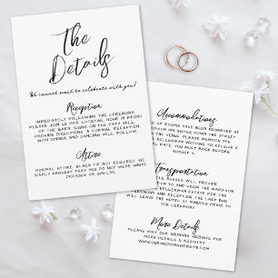 Carte D'accompagnement Détails sur le Mariage de Whimsical manuscrit simp