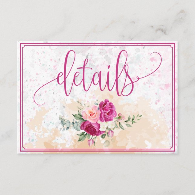 Carte D'accompagnement Détails sur le Mariage d'éclaboussure couleur rose (Devant)