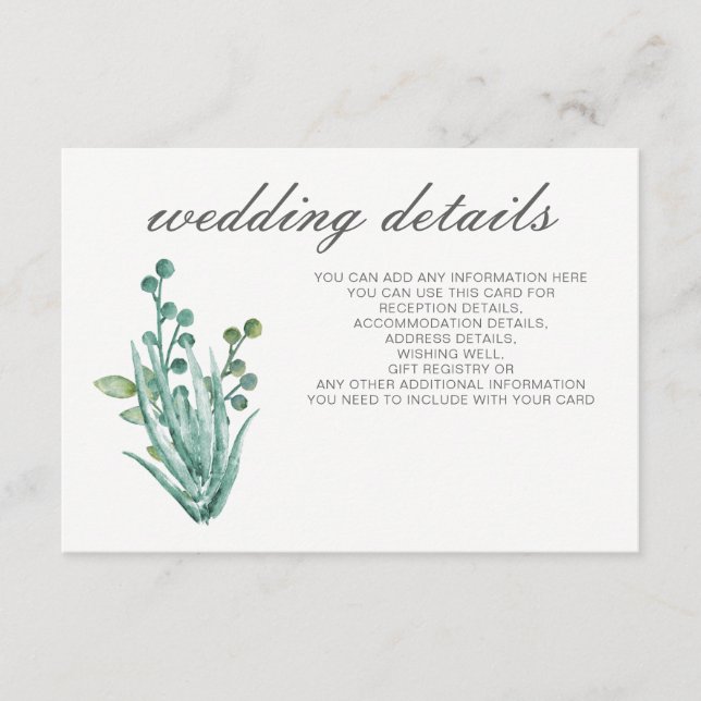 Carte D'accompagnement Détails sur le Mariage des succulents sensationnel (Devant)