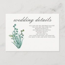 Carte D'accompagnement Détails sur le Mariage des succulents sensationnel