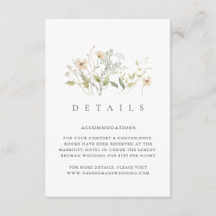Carte D'accompagnement Détails sur le Mariage extérieur Fleur sauvage élé
