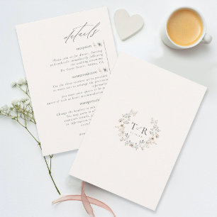 Carte D'accompagnement Détails sur le Mariage Fleur sauvage Delicate ID11