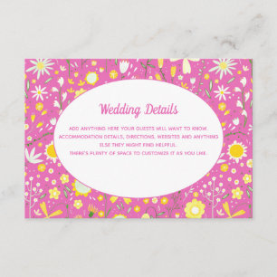 Carte D'accompagnement Détails sur le Mariage rose floral moderne