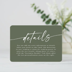 Carte D'accompagnement Détails sur le Mariage vert de la Monstère couleur