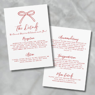 Carte D'accompagnement Détails sur le Mariage Whimsical Rouge tiré à la m