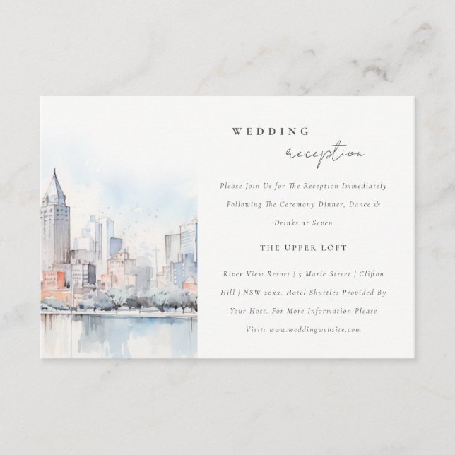 Carte D'accompagnement Detroit Michigan Landscape Wedding Reception (Devant)