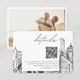 Carte D'accompagnement Detroit Skyline Petits Mariages Détails QR Code RS