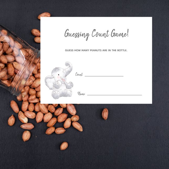 Carte D'accompagnement Deviner le nombre jeu moderne bébé éléphant (Créateur téléchargé)