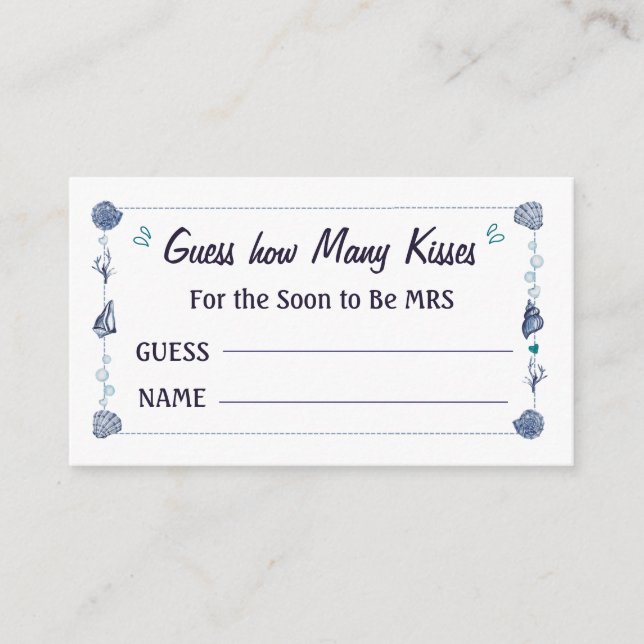 Carte D'accompagnement Devinez combien de baisers Mariage Bridal Shower A (Devant)