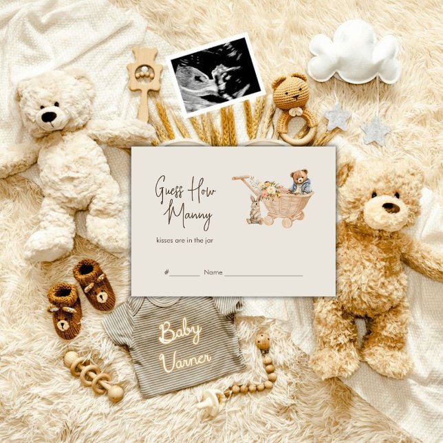Carte D'accompagnement Devinez combien de Boho Nursery Baby shower jeu (Guess How Many Boho Nursery Baby Shower Game Enclosure Card)