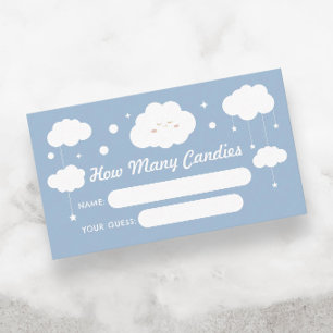Carte D'accompagnement Devinez combien de bonbons Blue Cloud Baby shower 