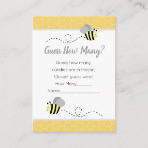 Carte D'accompagnement Devinez combien de jeu de baby shower abeille à mi