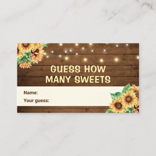 Carte D'accompagnement Devinez combien de sucreries Baby shower rustique  (Devant)