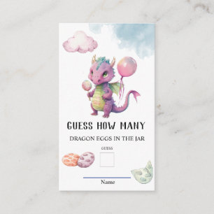 Carte D'accompagnement Devinez combien d'oeufs de Dragon Baby shower jeu