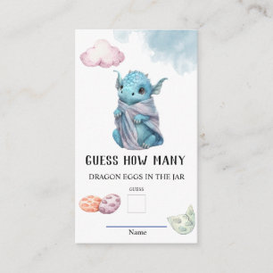 Carte D'accompagnement Devinez combien d'oeufs de Dragon Baby shower jeu