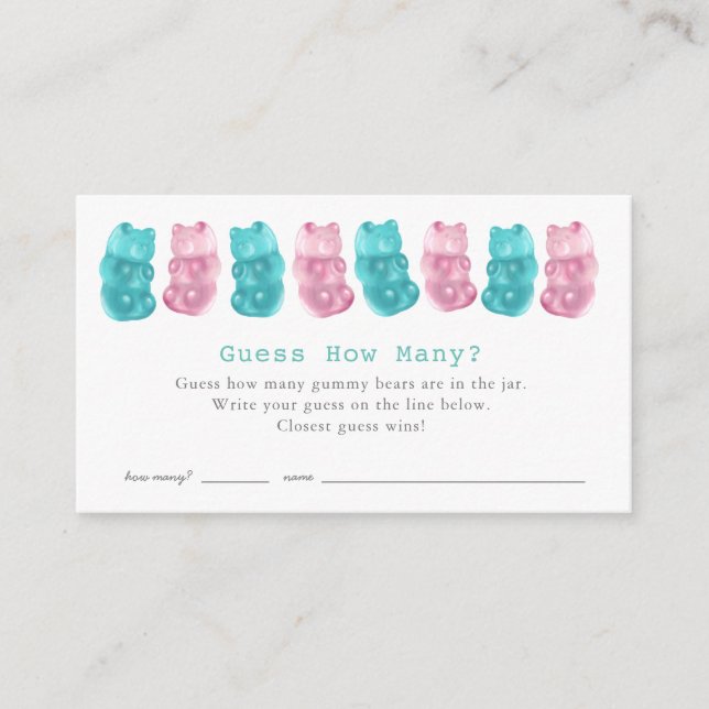 Carte D'accompagnement Devinez combien d'ours de gummy Baby shower jeu (Devant)