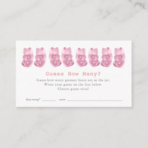 Carte D'accompagnement Devinez combien d'ours de gummy Baby shower rose j