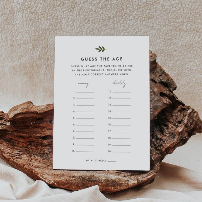 Carte D'accompagnement Devinez le jeu du Baby shower d'âge (Créateur téléchargé)