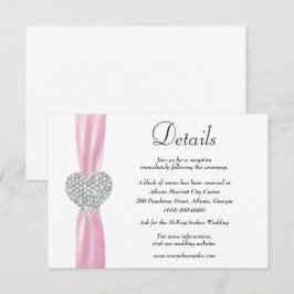Carte D'accompagnement Diamond Heart Pink Ribbon Détails du Mariage