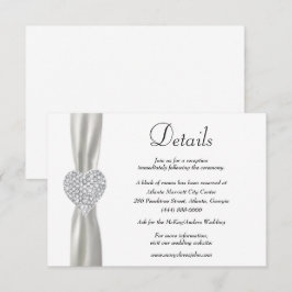 Carte D'accompagnement Diamond Heart White Ribbon Détails du Mariage