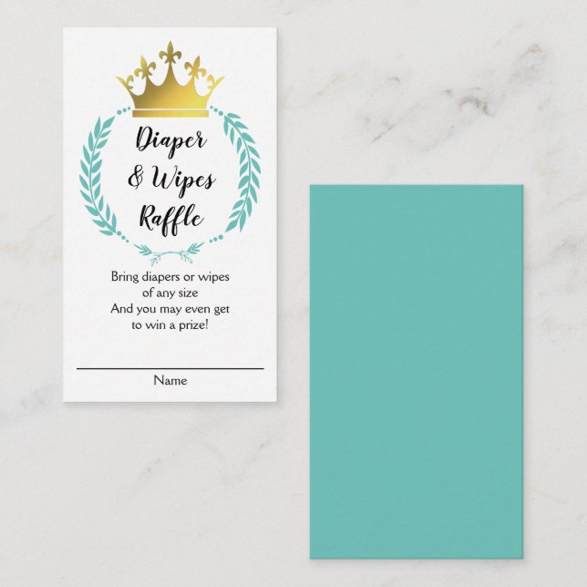 Carte D'accompagnement DIAPER D'OR turquoise WIPES RAFFLE (Devant / Derrière)