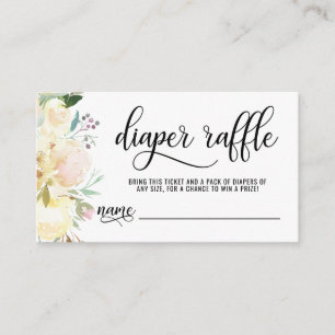 Carte D'accompagnement DIAPER RAFFLE Billet Floral rose Baby shower ivoir