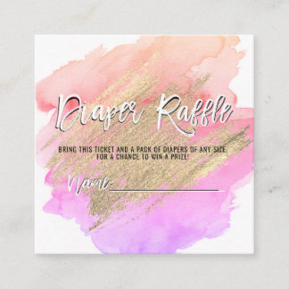 Carte D'accompagnement DIAPER RAFFLE Billet Pink Gold Baby shower