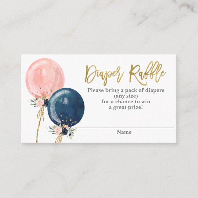 Carte D'accompagnement Diaper Raffle genre révéler (Devant)