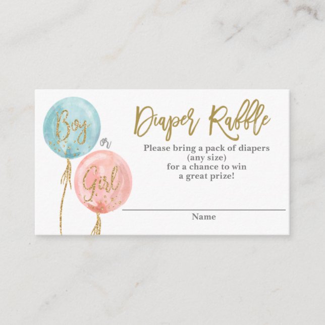 Carte D'accompagnement Diaper Raffle genre révéler (Devant)