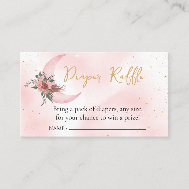 Carte D'accompagnement Diaper Raffle Rose or Nous sommes sur la Lune (Devant)