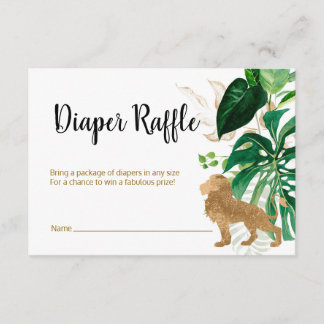 Carte D'accompagnement Diaper Raffle Safari animaux en or