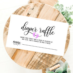 Carte D'accompagnement DIAPER RAFFLE Ticket Lavender Pieds Baby shower