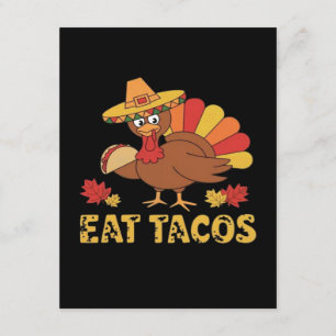 Carte D'accompagnement Dinde drôle de Thanksgiving mangeant des tacos