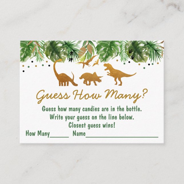 Carte D'accompagnement Dinosaur Safari Devine Combien De Jeu De Douche (Devant)