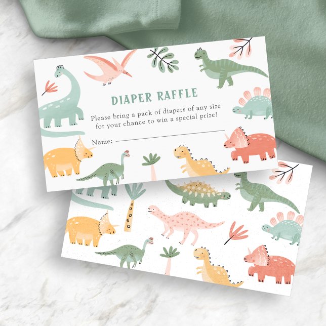 Carte D'accompagnement Dinosaure Dinosaure (Dinosaur Diaper Raffle Enclosure Card
)