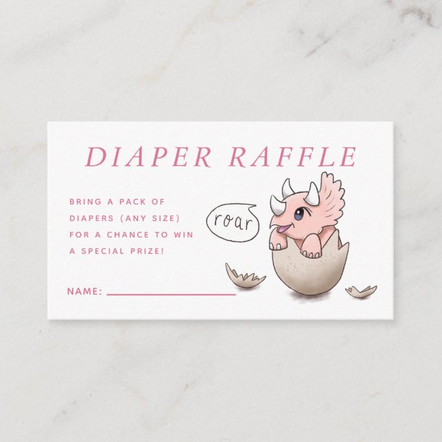 Carte D'accompagnement Dinosaure rose mignon Baby shower Roar Dinosaure R (Devant)