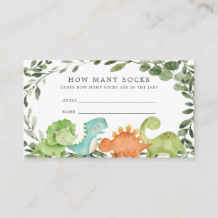 Carte D'accompagnement Dinosaures Baby shower Devine Combien De Chaussett