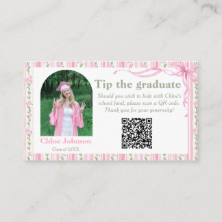 Carte D'accompagnement Diplômée Florale Ruban Rose