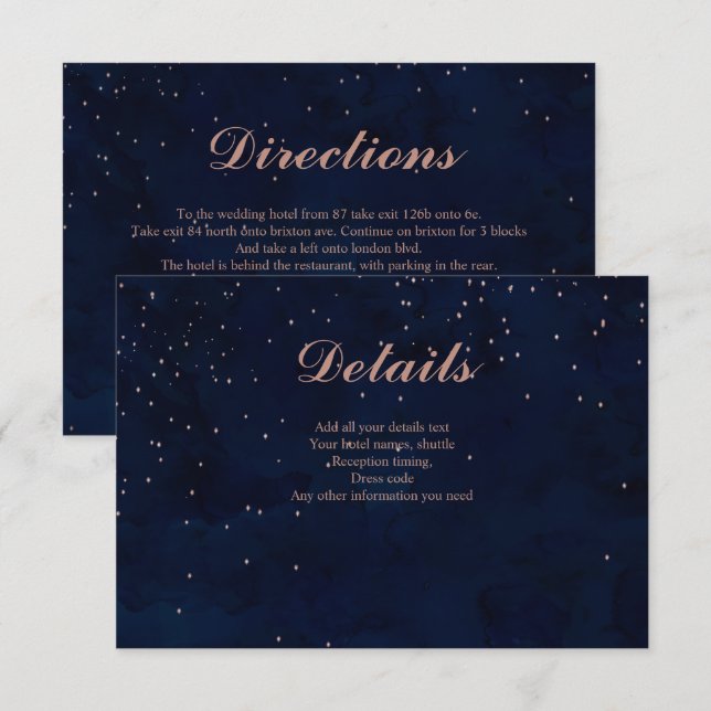 Carte D'accompagnement Direction mariage moderne et élégante couleur viol (Devant / Derrière)