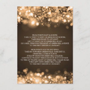 Carte D'accompagnement Directions de conduite de mariage lumières scintil