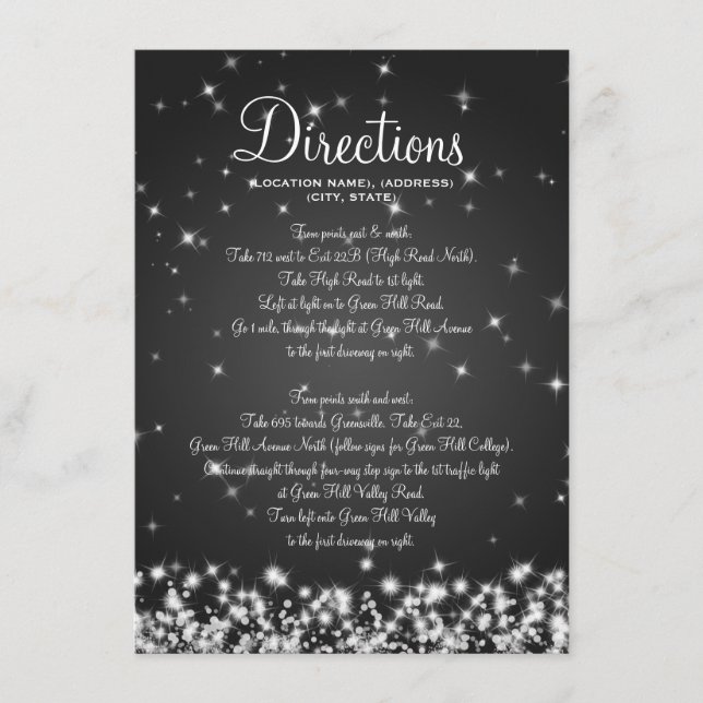 Carte D'accompagnement Directions de conduite pour un mariage Hiver Étinc (Devant)