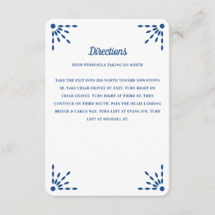 Carte D'accompagnement Directions de mariage avec Papier Picado Bleu Magn