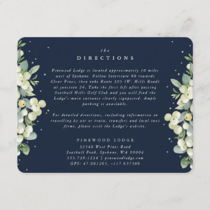 Carte D'accompagnement Directions de mariage bordées de Navy Snowberry + 